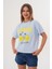 Kadın Mavi Oversize California Lemons Baskılı Tişört 4