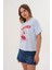 Kadın Mavi Oversize Cherry Awesome Summer Baskılı Tişört 3