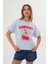 Kadın Mavi Oversize Cherry Awesome Summer Baskılı Tişört 4