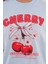 Kadın Mavi Oversize Cherry Awesome Summer Baskılı Tişört 6