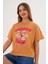 Kadın Taba Oversize Cherry Awesome Summer Baskılı Tişört 5
