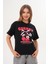 Kadın Siyah Oversize Cherry Awesome Summer Baskılı Tişört 2