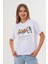 Kadın Beyaz Exclusive Only What I Want Kuş Baskılı Oversize Tişört 4