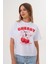 Kadın Beyaz Oversize Cherry Awesome Summer Baskılı Tişört 2