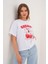 Kadın Beyaz Oversize Cherry Awesome Summer Baskılı Tişört 4