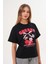 Kadın Siyah Oversize Cherry Awesome Summer Baskılı Tişört 1
