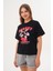 Kadın Siyah Oversize Cherry Awesome Summer Baskılı Tişört 3
