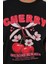 Kadın Siyah Oversize Cherry Awesome Summer Baskılı Tişört 6
