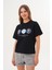 Siyah Kadın Oversize Çiçek Everything Is Possible Baskılı Tişört 2
