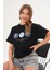 Siyah Kadın Oversize Çiçek Everything Is Possible Baskılı Tişört 4