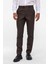 Koyu Kahve Slim Fit Armürlü Kumaş Pantolon 2