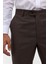 Koyu Kahve Slim Fit Armürlü Kumaş Pantolon 4