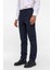 Lacivert Slim Fit Armürlü Kumaş Pantolon 3