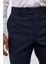 Lacivert Slim Fit Armürlü Kumaş Pantolon 4