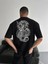 Baskılı Oversize Bisiklet Yaka T-Shirt - Siyah 3
