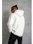 3 Iplik Kapşonlu Sweatshirt Hoodie - Beyaz 2