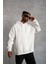 3 Iplik Kapşonlu Sweatshirt Hoodie - Beyaz 4