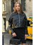 Kadın Siyah Crop Suni Deri Ceket - Fermuar ve Bağcık Detaylı Biker Style 1