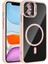 iPhone 11 Kılıf Standlı ve Kamera Lens Hediyeli M-Safe Şarj Özellikli Hlp Etro Kapak - Pembe 1