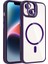 iPhone 14 Kılıf Standlı ve Kamera Lens Hediyeli M-Safe Şarj Özellikli Hlp Etro Kapak - Derin Mor 1