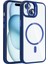 iPhone 15 Kılıf Standlı ve Kamera Lens Hediyeli M-Safe Şarj Özellikli Hlp Etro Kapak - Lacivert 1