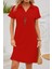 Kadın Kısa Kollu V Yakalı Bürümcük Elbise 2