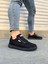 JY0118 Rex Bağcıklı Keten Kumaş Erkek Günlük Sneaker Ayakkabı Kst - Siyah 1