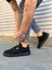 JY0118 Rex Bağcıklı Keten Kumaş Erkek Günlük Sneaker Ayakkabı Kst - Siyah 2
