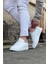 J160 Bağcıklı Ortopedik Taban Cilt Erkek Sneaker Günlük Ayakkabı Bt Beyaz 3