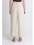 Bej Yüksek Bel Ön Pile Detaylı Pamuklu Bol Paça Pantolon 8014A 5