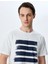 Bisiklet Yaka Çizgi Baskılı Pamuklu Kısa Kollu Slim Fit Tişört 2
