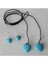 1 Set Turquoıse Heart Takı Turkuaz Renk Küpe & Kolye Seti 4