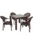 Elit Rattan 90x90 Eylül Koltuk Camlı Masa Takımı Kahverengi 1