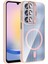 Galaxy A25 Kılıf Standlı ve Kamera Lens Hediyeli M-Safe Şarj Özellikli Gkm Etro Kapak - Pembe 1