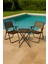 Metal Ahşap Bistro Set Balkon Bahçe Mutfak 3'lü Katlanır Masa Sandalye Seti 5