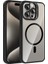 iPhone 15 Pro Max Kılıf Standlı ve Kamera Lens Hediyeli M-Safe Şarj Özellikli F10T Etro Kapak - Siya 1