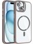 iPhone 15 Kılıf Standlı ve Kamera Lens Hediyeli M-Safe Şarj Özellikli F10T Etro Kapak - Gri 1
