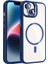 iPhone 14 Kılıf Standlı ve Kamera Lens Hediyeli M-Safe Şarj Özellikli F10T Etro Kapak - Lacivert 1