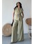 Kadın Ikili Alt Üst Takım Bağcıklı Bol Kesim Dökümlü Yazlık Kısa Kollu Kimono Ceket Palazzo Pantolon Takım 1