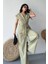 Kadın Ikili Alt Üst Takım Bağcıklı Bol Kesim Dökümlü Yazlık Kısa Kollu Kimono Ceket Palazzo Pantolon Takım 4