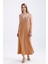 Taş Detaylı Uzun Askılı Elbise | ELB34521 Bej 3