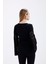 Kruvaze Yaka Kollar Tül ve Volanlı Omzu Acık Bluz | BLZ31446 Siyah 5