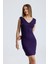 V Yaka Kolsuz Viskon Elbise | ELB35023 Mor 7