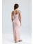 Yırtmaçlı Askılı Likralı Viskon Elbise | ELB35782 Pudra 5