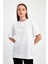 "create" Baskılı Minimalist %100 Penye Süprem Kadın Oversize T-Shirt 1