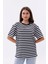 Çizgili %100 Compact Penye Süprem Basic Oversize T-Shirt 1