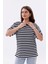 Çizgili %100 Compact Penye Süprem Basic Oversize T-Shirt 2