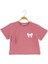 Fiyonklu Baskılı 36/1 Kompak Crop Kız Tshirt Gül Kurusu 1