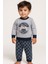Baby Penye Ekose Alt Melanj Üst Pijama Takımı 9-18 Ay %100 Pamuk (Tam Kalıp) 6