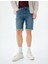 Katlamalı Paça Bermuda Slim Fit Jean Şort 3